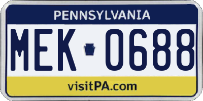 PA license plate MEK0688