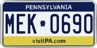 PA license plate MEK0690