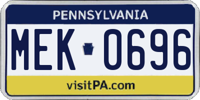PA license plate MEK0696