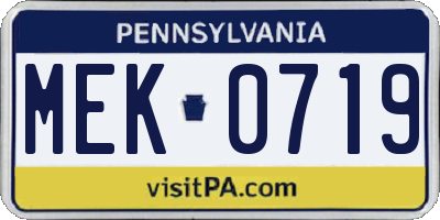 PA license plate MEK0719
