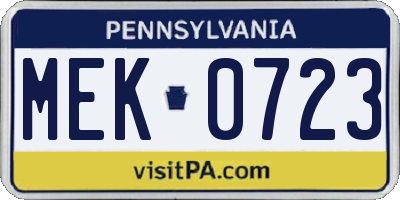 PA license plate MEK0723