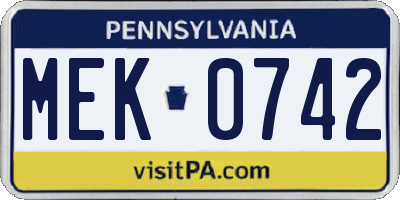 PA license plate MEK0742