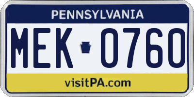 PA license plate MEK0760