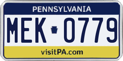 PA license plate MEK0779