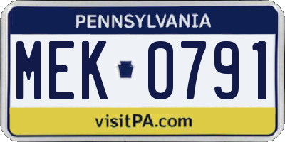 PA license plate MEK0791