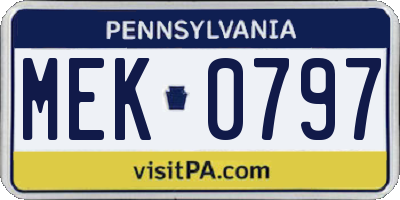 PA license plate MEK0797