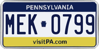 PA license plate MEK0799