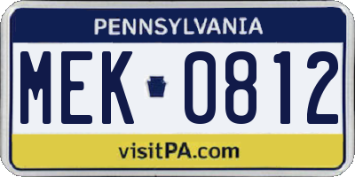 PA license plate MEK0812