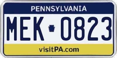 PA license plate MEK0823