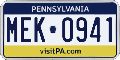 PA license plate MEK0941