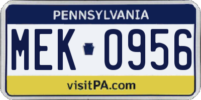 PA license plate MEK0956