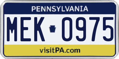 PA license plate MEK0975