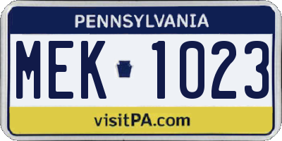PA license plate MEK1023