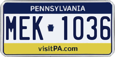 PA license plate MEK1036