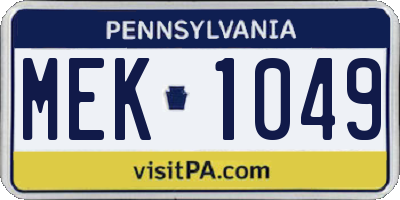 PA license plate MEK1049