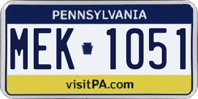 PA license plate MEK1051