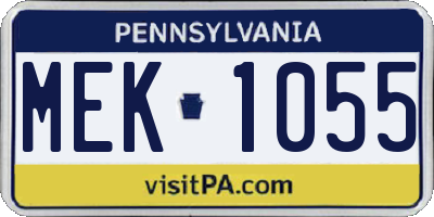 PA license plate MEK1055