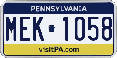 PA license plate MEK1058