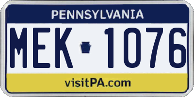 PA license plate MEK1076