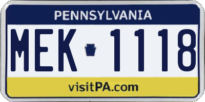 PA license plate MEK1118