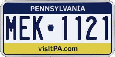 PA license plate MEK1121