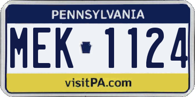 PA license plate MEK1124