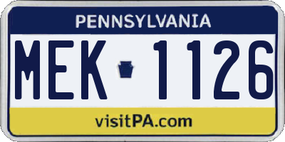 PA license plate MEK1126