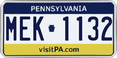 PA license plate MEK1132