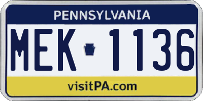 PA license plate MEK1136