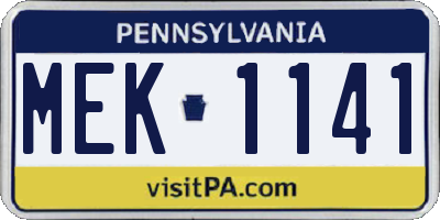 PA license plate MEK1141