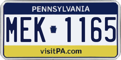 PA license plate MEK1165