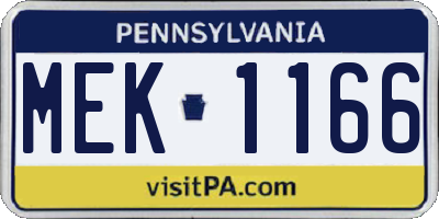 PA license plate MEK1166