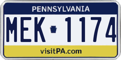 PA license plate MEK1174