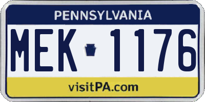 PA license plate MEK1176