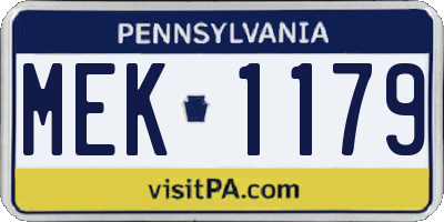 PA license plate MEK1179