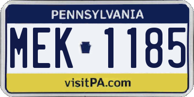 PA license plate MEK1185