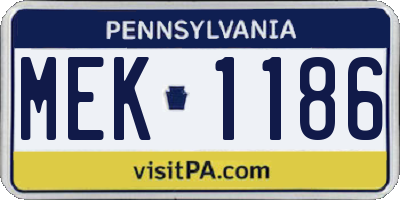 PA license plate MEK1186