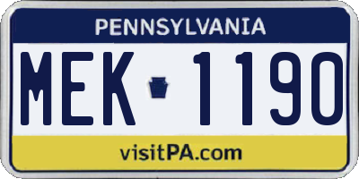 PA license plate MEK1190