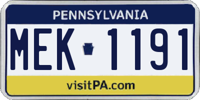 PA license plate MEK1191