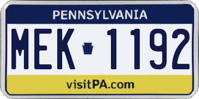 PA license plate MEK1192