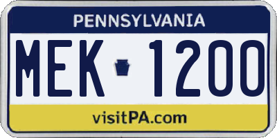 PA license plate MEK1200