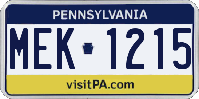 PA license plate MEK1215