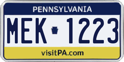 PA license plate MEK1223