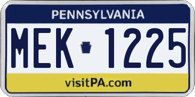 PA license plate MEK1225