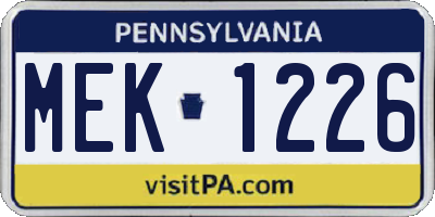 PA license plate MEK1226