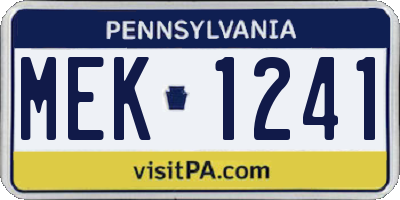 PA license plate MEK1241