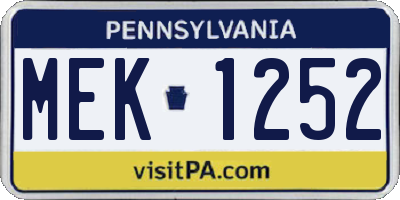 PA license plate MEK1252