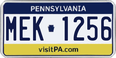 PA license plate MEK1256