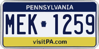 PA license plate MEK1259