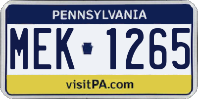 PA license plate MEK1265